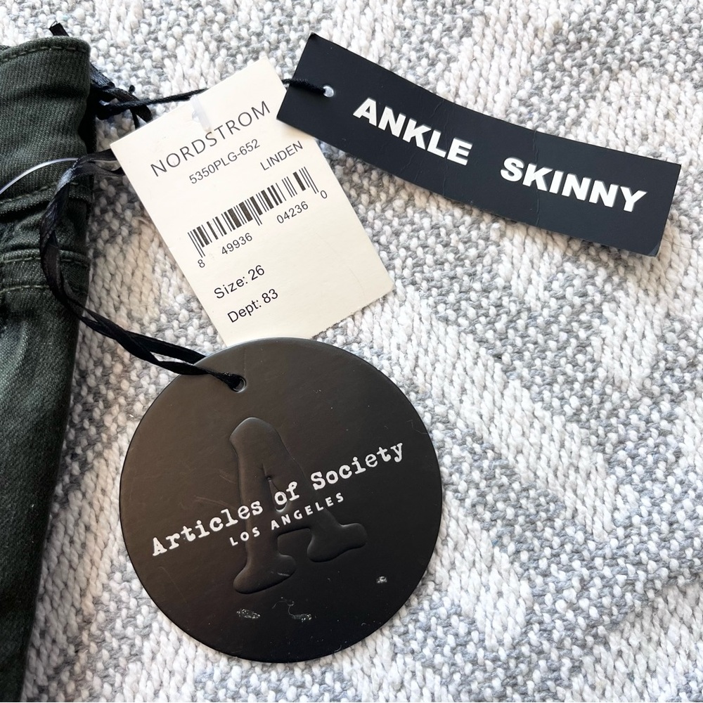 ARTICLES OF SOCIETY Mid-Rise Super Soft Ankle Skinny Green Denim Jeans 26 NWT - Picture 12 of 12